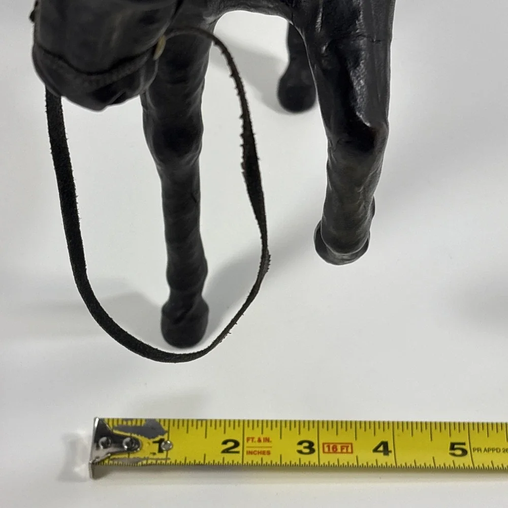 Vintage Leather Wrapped Horse Figurine 16 X 11 In Black Equestrian Western Decor